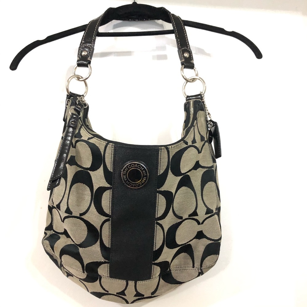 🚨 Coach F19281 Tan Black Satchel Shoulder Bag 🚨